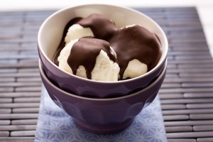 chocolate in bowl with ice cream